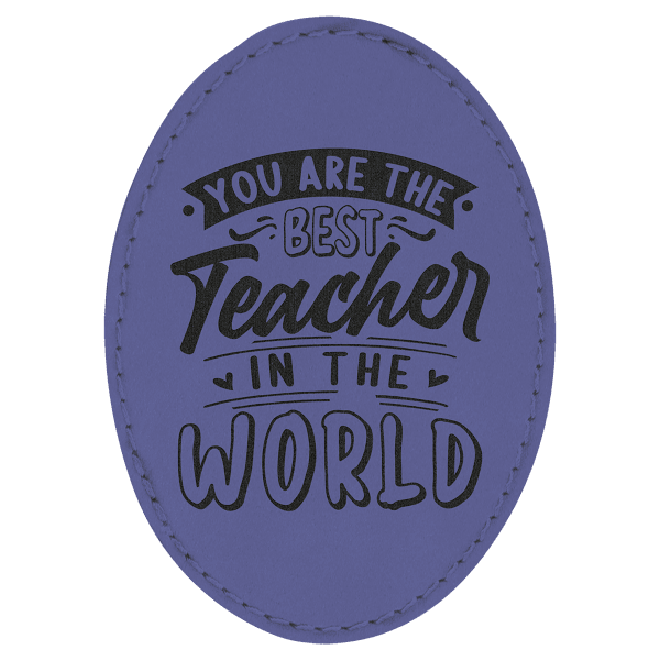3.5" x 2.5" Purple Oval Leatherette Patch with Adhesive – item PTH614 image 3