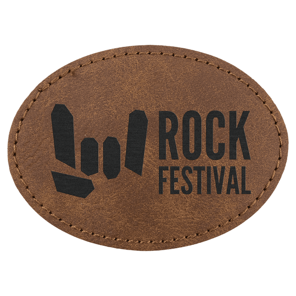 3.5" x 2.5" Dark Brown Oval Leatherette Patch Premier – item PTH669 image 4