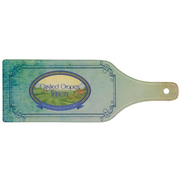 12.5" x 4.5" Wine Bottle Shaped Glass Cutting Board – item SBL074