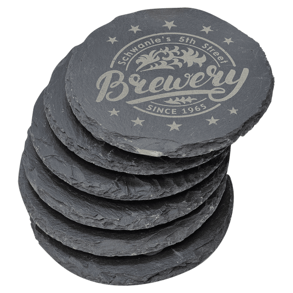 4" Round Slate Coaster Set-6 Piece – item SLT004