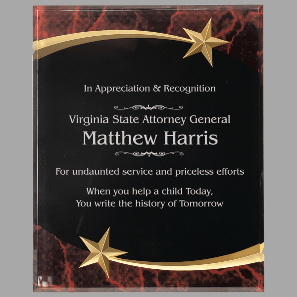 7" X 9 Red Marble Sht Star Plaque Acrylic – item SSP79RM