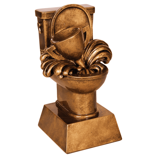 6" Antique Gold Loser Toilet Resin Award – item TLT01