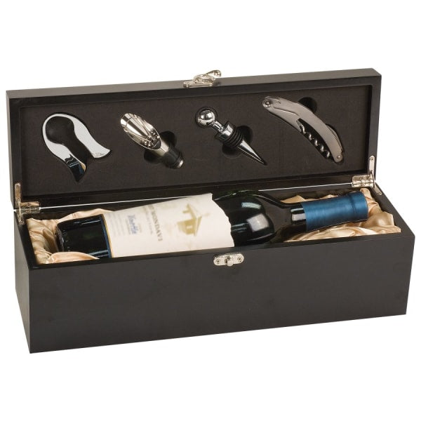 Matte Black Finish Single Wine Box with Tools – item WBX21