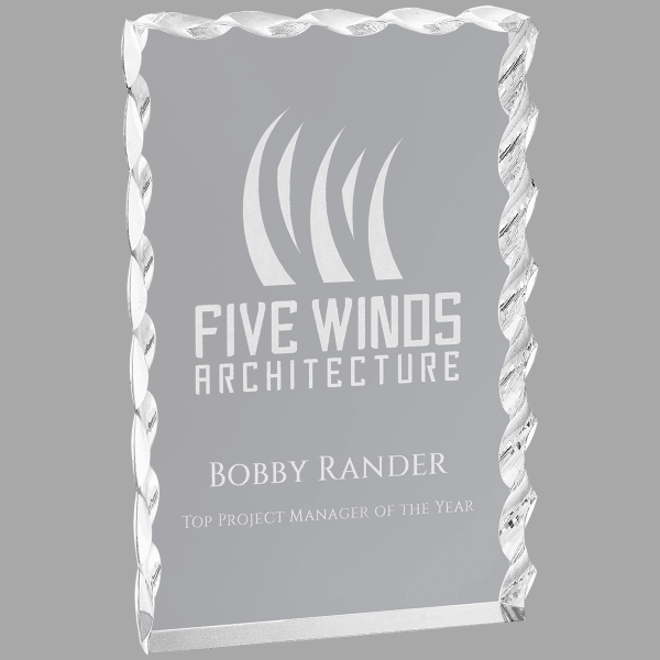 4" X 6 Wave Edge Acrylic Award – item WEA1S image 3