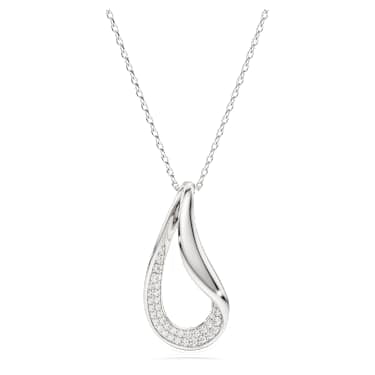 Classica pendant, Round cut, Long, White, Sterling silver image 6