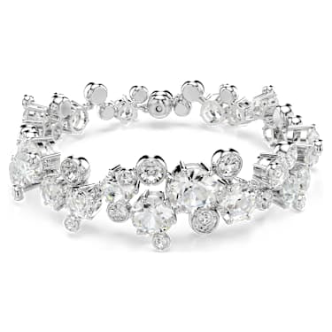 Constella bracelet, Mixed cuts, White, Rhodium plated image 5