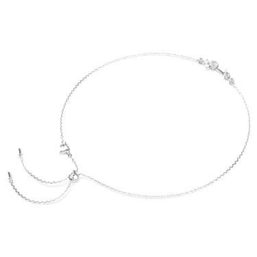 Constella necklace, Crystal pearl, Round cuts, White, Rhodium plated image 5