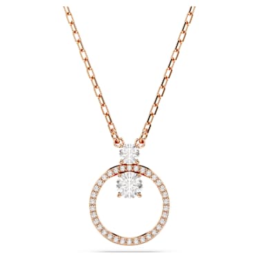 Constella pendant, Pave, Round cut, White, 18K rose gold finish image 5