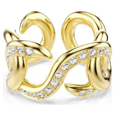 Dextera open ring, Round cut, White, 18K gold finish image 5