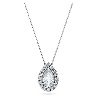 Eternity halo solitaire pendant, Lab-grown diamonds 1 ct tw, Pear shape, 14K white gold image 6