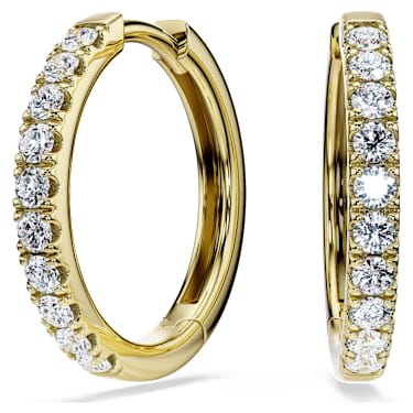 Eternity hoop earrings, Lab-grown diamonds 0.5 ct tw, Round shape, 14K yellow gold image 6