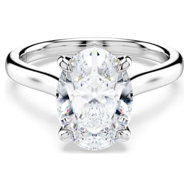 Eternity solitaire ring, Lab-grown diamonds 3 ct tw, Oval shape, 14K white gold image 6