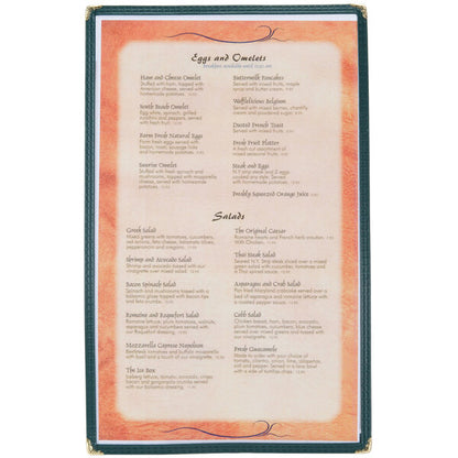 8 1/2" x 14" Green Menu Cover – item 659SE300DGN