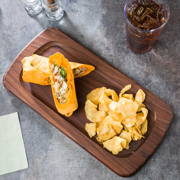 American Metalcraft 14" x 7" Rimmed Ash Wood Serving Board – item 124AWB147