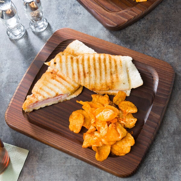 American Metalcraft 12" x 10" Rimmed Ash Wood Serving Board – item 124AWB1210