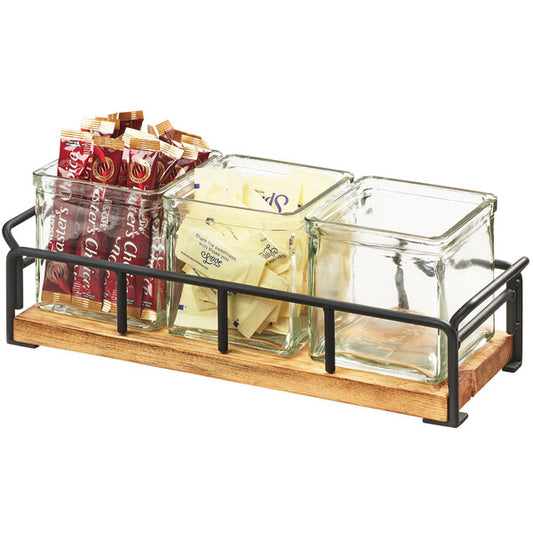 Madera Rustic Condiment Organizer w/ 3 Square Glass Jars – item 211371499