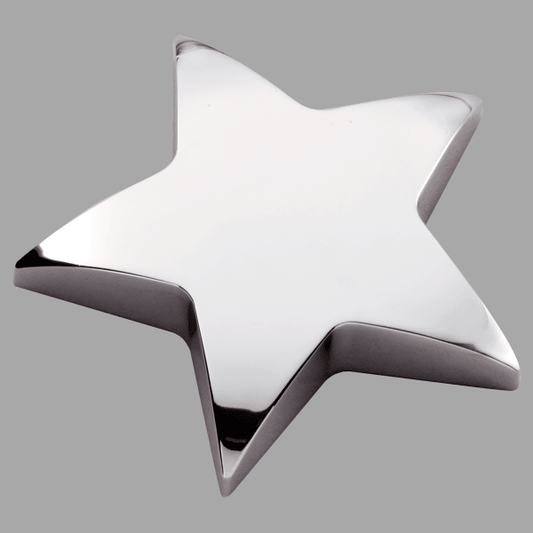 4" x 4" Chrome Metal Star Paperweight Plaque – item 125