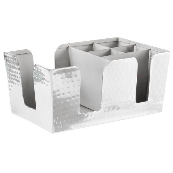 Stainless Hammered Finish Bar / Coffee Condiment Caddy – item 124HMBAR8
