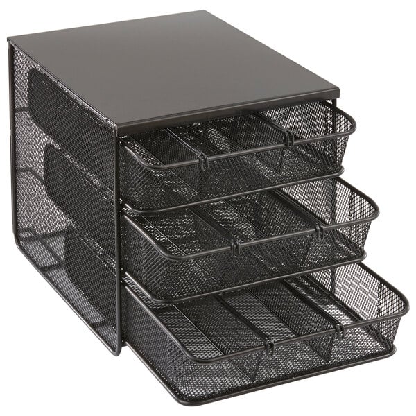 Safco 3275BL Black 3 Drawer Coffee Pod Condiment Organizer – item 5473275BL