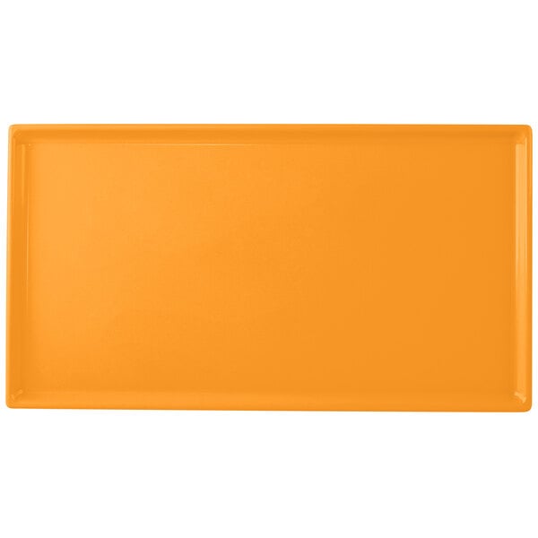 Tablecraft CW2114X 12 7/8" x 7" Orange Cast Serving Platter – item 8082114X