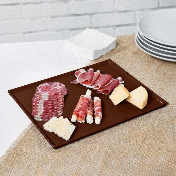 Tablecraft CW2112BR 12 7/8" x 10 1/2" Brown Serving Platter – item 8082112BR image 2