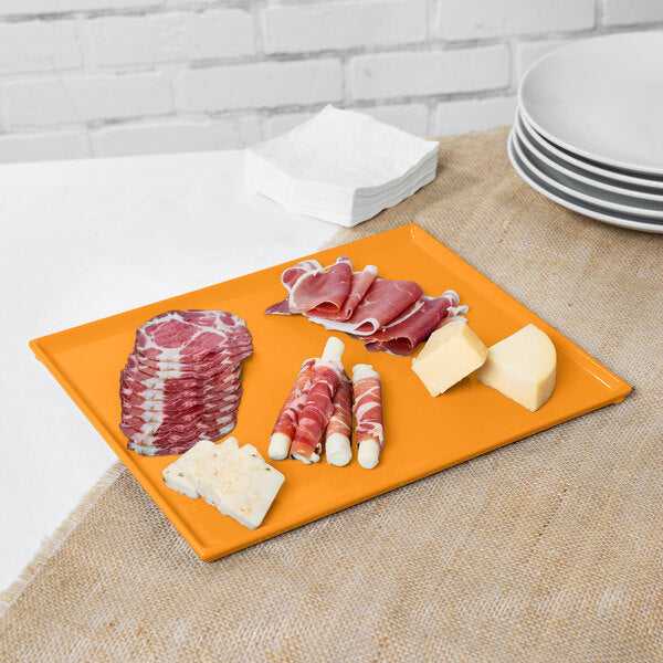 Tablecraft CW2112X 12 7/8" x 10 1/2" Orange Serving Platter – item 8082112X image 2