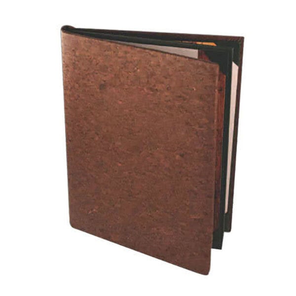 5 1/2" x 8 1/2" Customizable Dark Cork 4 View Menu Cover – item 659CO640ADB