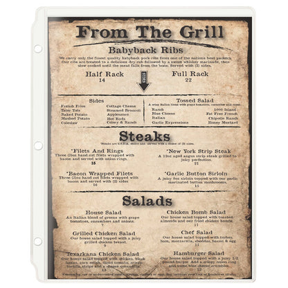 Solutions 8 1/2" x 11" Three-Hole Sheet Protector Menu Cover – item 659W201 image 2