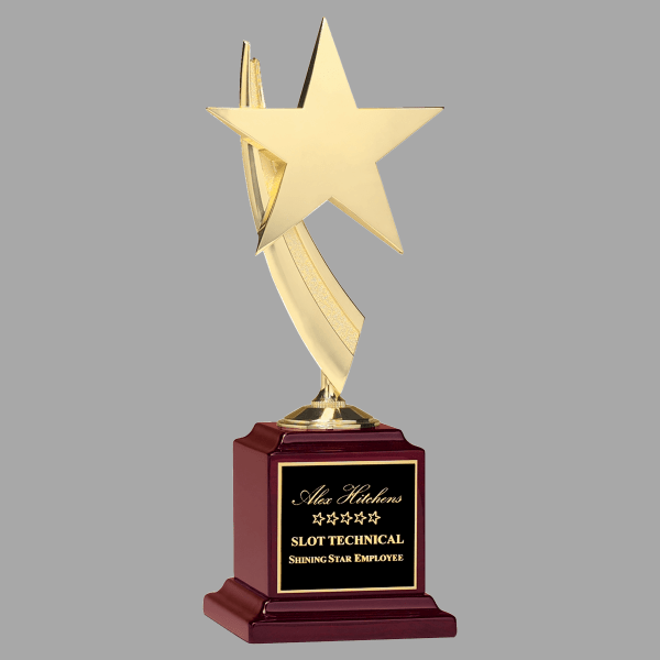 13" Star " Gold on Rosewood Piano Base Plaque – item 1570