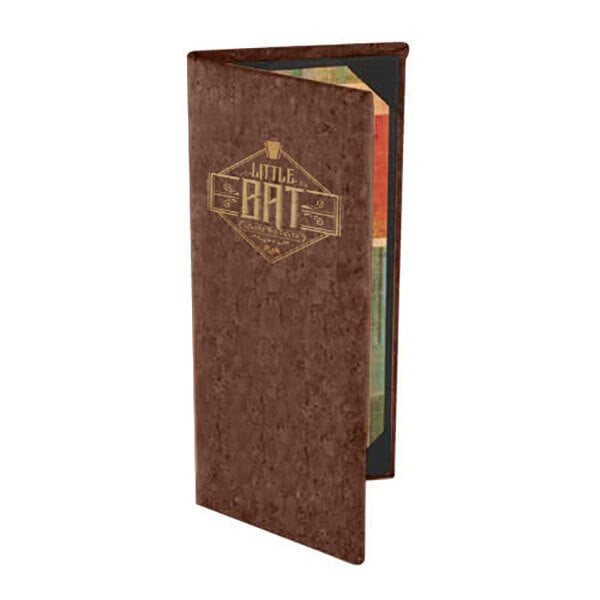 5 1/2" x 8 1/2" Customizable Dark Cork 2 View Menu Cover – item 659CO620ADB