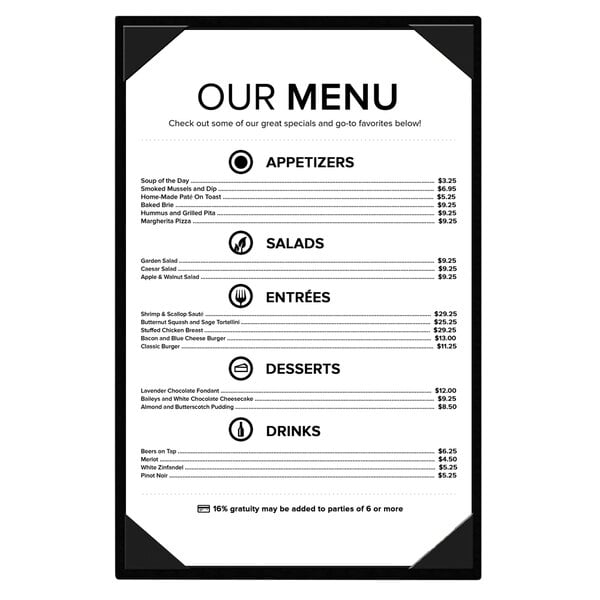 Chadwick Collection 5 1/2" x 11" Customizable Menu Cover – item 659CD900B image 2