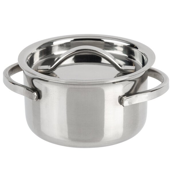 American Metalcraft 4 oz. Mini Pot and Lid Serving Bowl – item 124MPL4 image 2