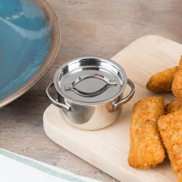 American Metalcraft 4 oz. Mini Pot and Lid Serving Bowl – item 124MPL4