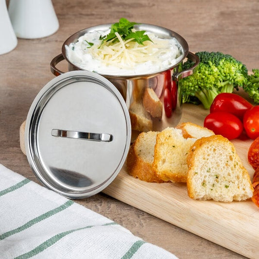 American Metalcraft 8 oz. Mini Pot and Lid Serving Bowl – item 124MPL8
