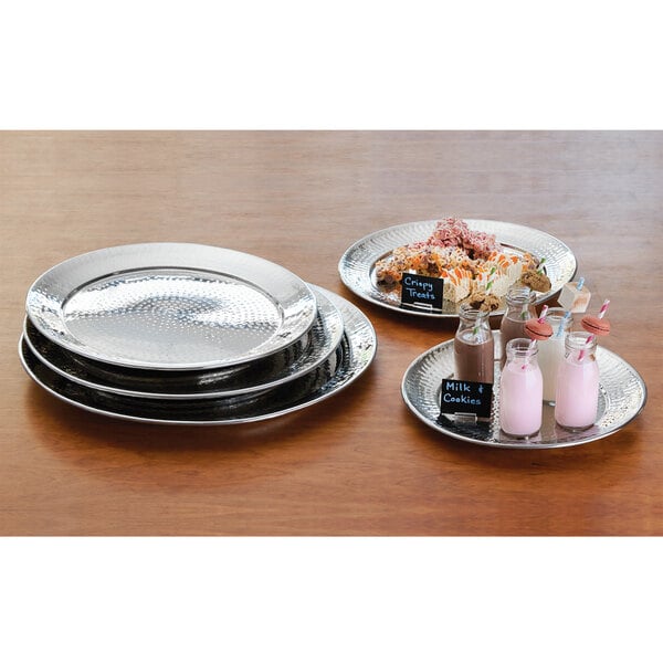 American Metalcraft 16" Stainless Hammered Serving Tray – item 124HMRST1601 image 2