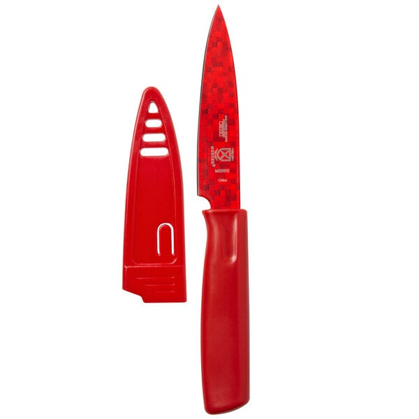 Mercer Culinary M33912B 4" Red Paring Knife w/ Sheath – item 470M33912B