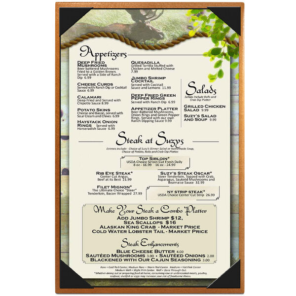 Bella Collection 5 1/2" x 11" Customizable Soft Menu Cover – item 659BEL10B image 2