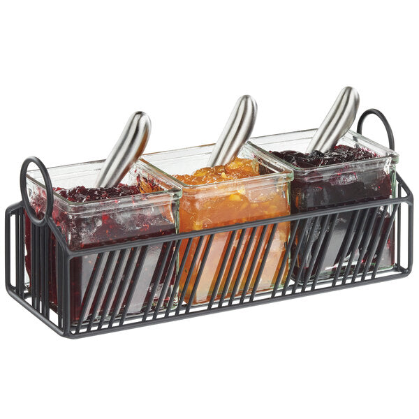 Cal-Mil Portland Black Condiment Organizer w/ 3 Glass Jars – item 2114101313 image 2