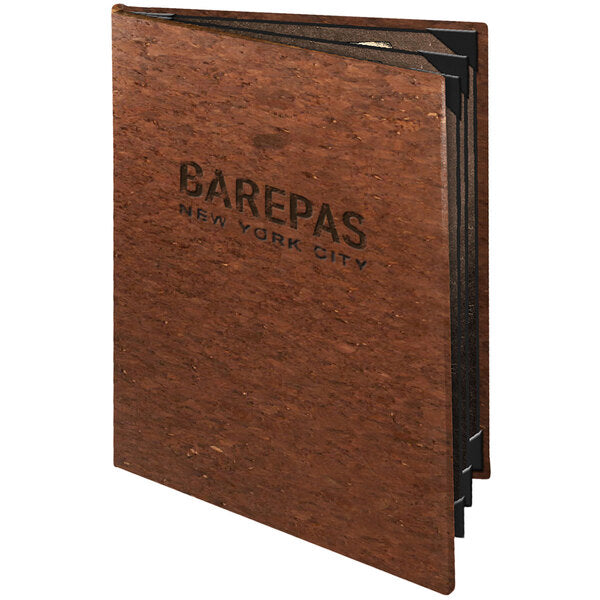 5 1/2" x 8 1/2" Customizable Dark Cork 6 View Menu Cover – item 659CO660ADB