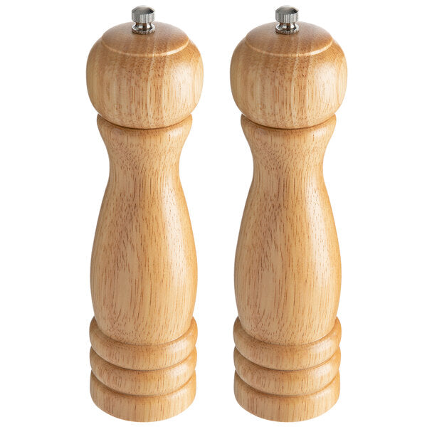 Acopa 8" Matte Wooden Salt / Pepper Mill – item 176PMST08NAT