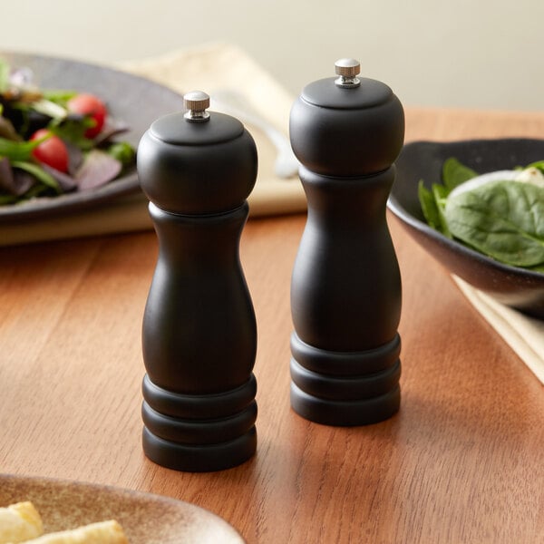 Acopa 6" Matte Wooden Salt / Pepper Mill – item 176PMST06BK image 2