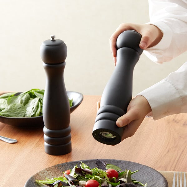Acopa 10" Matte Wooden Salt / Pepper Mill – item 176PMST10BK image 2