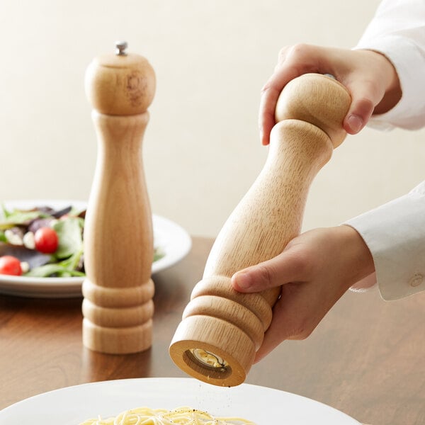 Acopa 10" Matte Wooden Salt / Pepper Mill – item 176PMST10NAT image 2