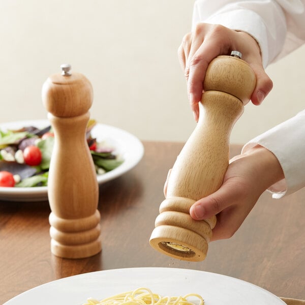 Acopa 8" Matte Wooden Salt / Pepper Mill – item 176PMST08NAT image 2
