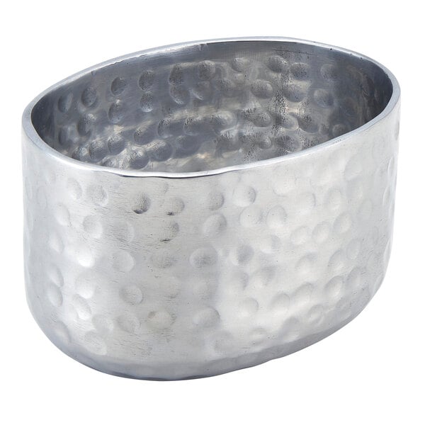 6 oz. Silver Oval Hammered Aluminum Sugar Packet Holder – item 124ASPS