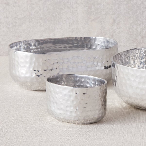 6 oz. Silver Oval Hammered Aluminum Sugar Packet Holder – item 124ASPS image 2