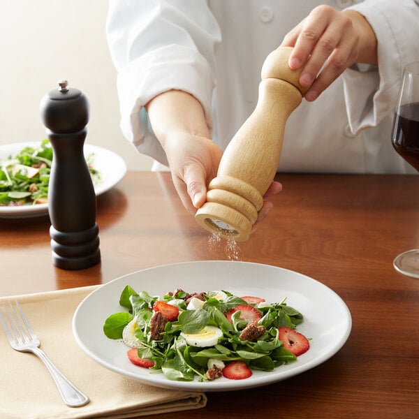 Acopa 8" Matte Black / Natural Wooden Salt / Pepper Mill – item 176PMST08BKN image 2