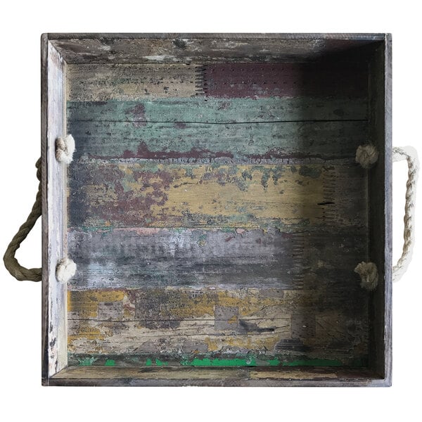 GET Reclaimed Wood Square Serving Tray w/ Rope Handles – item 375WB1616RWB