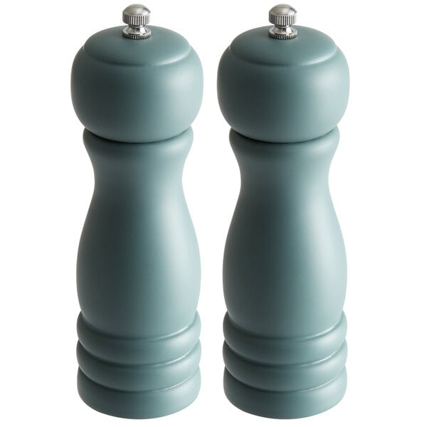 Acopa 6" Matte Steel Blue Wooden Salt / Pepper Mill – item 176PMST06SB
