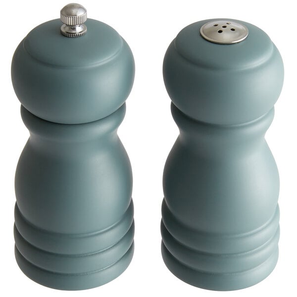 Acopa 4" Matte Steel Blue Wooden Salt & Pepper Mill – item 176PMSST04SB